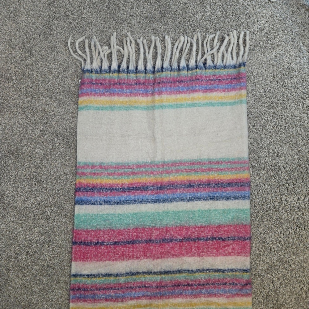 Free People Skye Stripe Fringe Throw Blanket - Pastel‎ Boho Dream